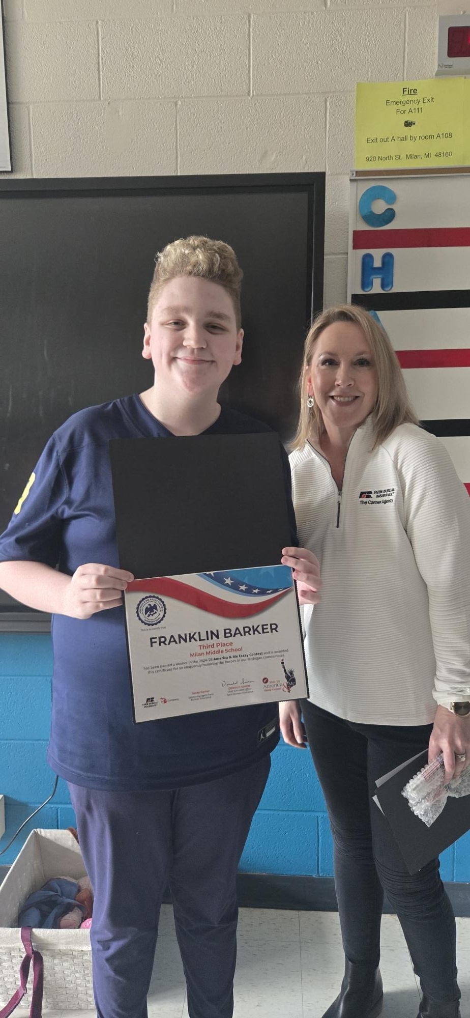 award presentation with student