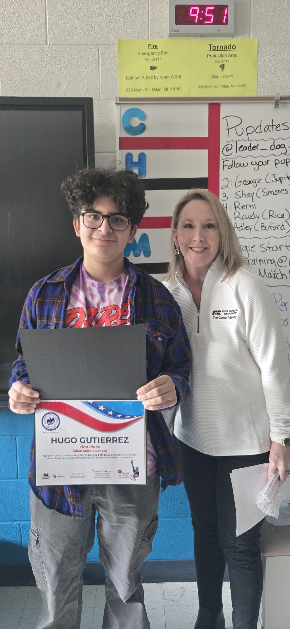 award presentation with student