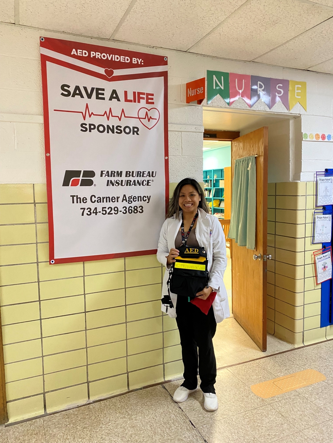 AED outside of nurses office