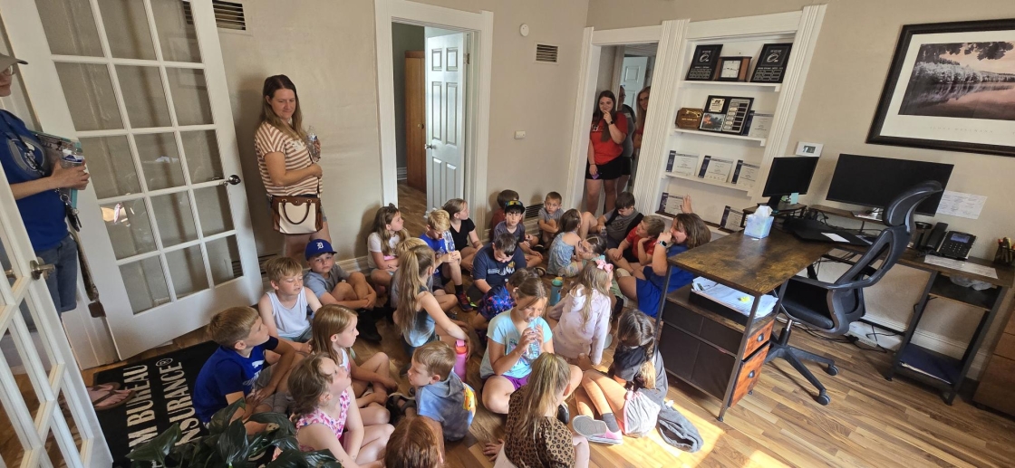 2nd graders visiting The Carner Insurance Agency