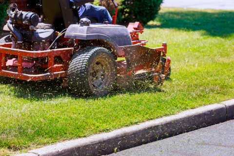 Mowing lawn